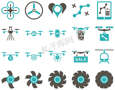 图标自动化设备摄影照片_空中无人机和四轴飞行器工具图标
