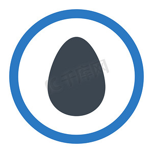 鸡蛋扁平光滑蓝色圆形光栅图标