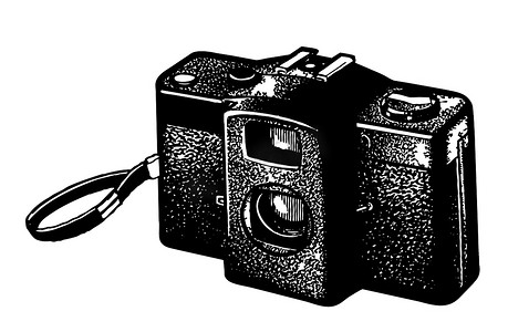 矢量复古相机摄影照片_白色背景上的复古相机，矢量图