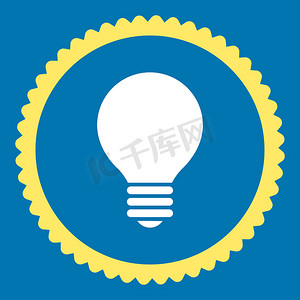 电灯泡平面黄色和白色圆形邮票图标