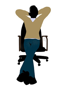 穿着休闲装的男性坐在椅子上插画剪影