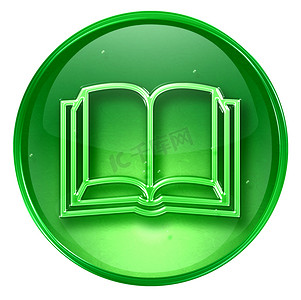 朗读者动图摄影照片_书籍图标绿色，孤立在白色背景上。