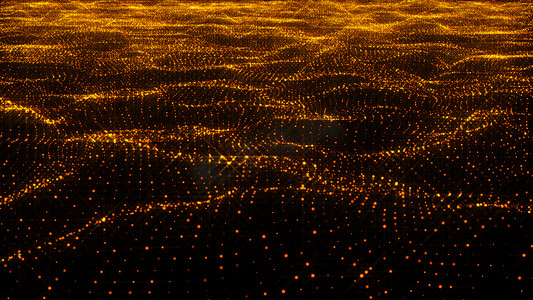 豪华的金色闪闪发光的粒子波浪背景