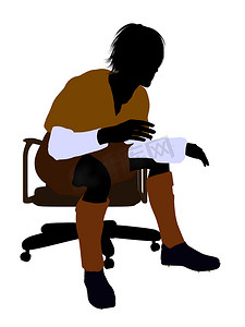 坐在椅子上的男足球运动员插画剪影