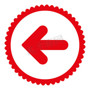 箭头左平红色圆形邮票图标