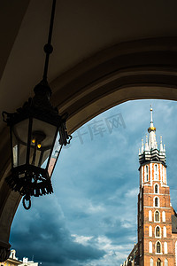 欧洲景点摄影照片_克拉科夫历史广场的旅游建筑景点