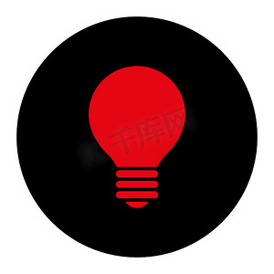 电灯泡平面密集红色和黑色圆形按钮