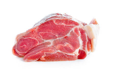 肉，猪肉，白色背景中的猪肉片