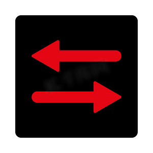 箭头交换水平扁平密集红色和黑色圆形按钮