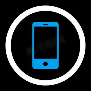 白app图标摄影照片_智能手机平面蓝色和白色圆形光栅图标