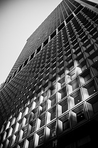 黑白摩天大楼纽约市中心立面石玻璃