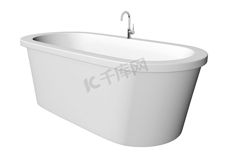 带不锈钢固定装置的白色和深现代白色浴缸