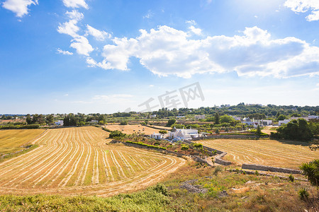 耕地面积摄影照片_Locorotondo, Apulia - 意大利特鲁尔地区的农业