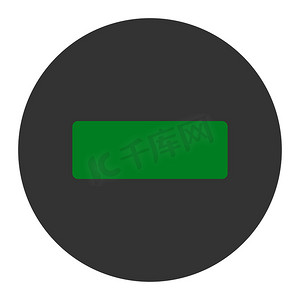 灰色删除按钮摄影照片_减去扁平的绿色和灰色圆形按钮