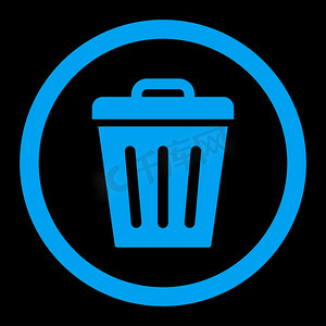 垃圾桶平面蓝色圆形光栅图标