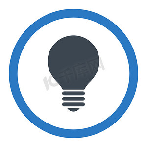 电灯泡平面光滑蓝色圆形光栅图标