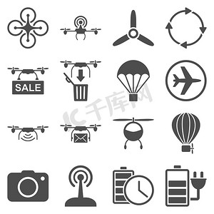 气球广告摄影照片_直升机工具图标集