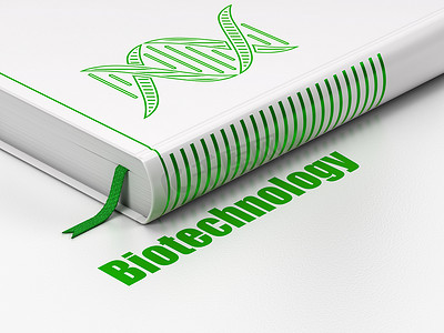 科学概念： 书 DNA，白色背景上的生物技术