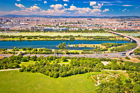 多瑙河和维也纳城市景观