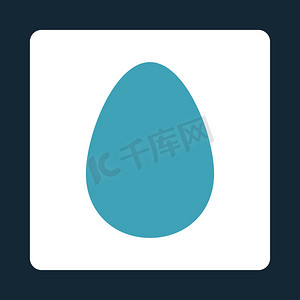 鸡蛋平面蓝色和白色颜色圆形按钮