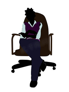 坐在椅子上的非洲裔美国女学生剪影