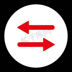 箭头交换水平扁平红色和白色圆形按钮