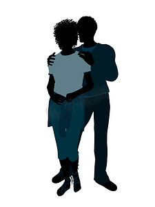 非洲裔美国夫妇插画剪影
