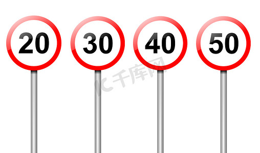 限速40摄影照片_限速标志。