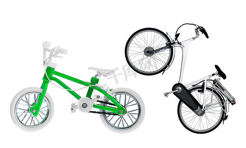 儿童自行车摄影照片_成人和儿童自行车