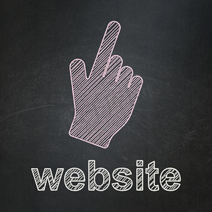 网页设计理念：黑板背景上的鼠标光标和网站