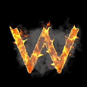 燃烧和火焰字体 W 字母