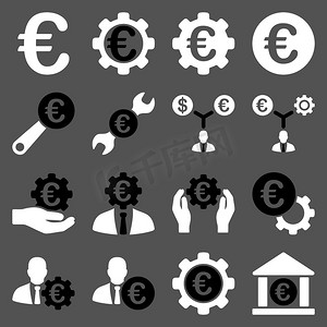 业务配置摄影照片_欧元银行业务和服务工具图标