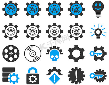 报警信号摄影照片_工具和微笑齿轮图标