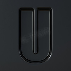 黑色雕刻字体 Letter U 3D
