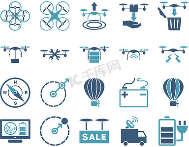 图标自动化设备摄影照片_空中无人机和四轴飞行器工具图标