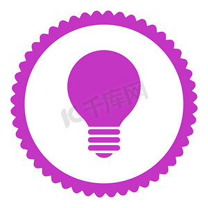 电灯泡平紫色圆形邮票图标
