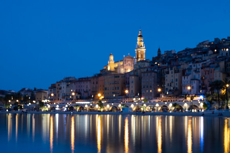 part摄影照片_Menton France,Cote d Azur France, View on old part of Menton, Provence-Alpes-Cote dAzur, 法国