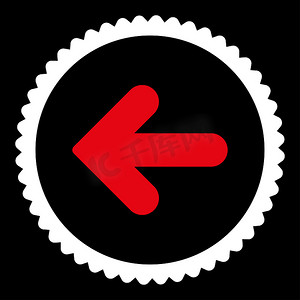 箭头左平红色和白色圆形邮票图标