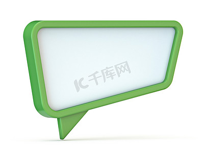 绿色对话框摄影照片_绿色语音泡沫梯形形状 3D