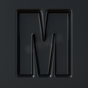 黑色雕刻字体 Letter M 3D