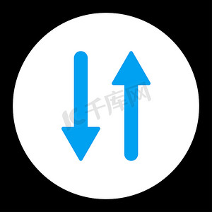 箭头交换垂直平面蓝色和白色圆形按钮