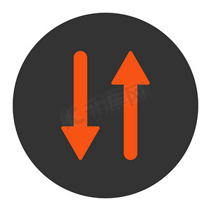 互换箭头摄影照片_箭头交换垂直平面橙色和灰色圆形按钮