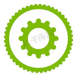 扁平化金融插画摄影照片_齿轮扁平生态绿色圆形邮票图标