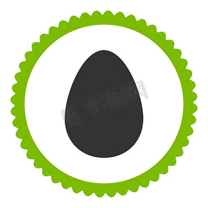鸡蛋扁平生态绿色和灰色圆形邮票图标