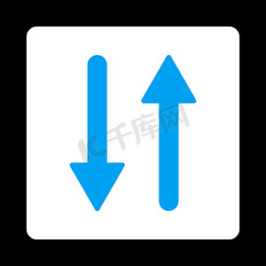 箭头交换垂直平面蓝色和白色圆形按钮