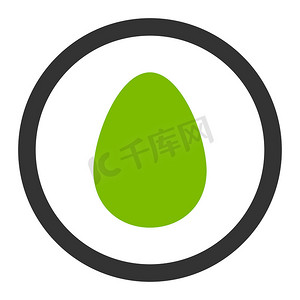 鸡蛋平面生态绿色和灰色圆形光栅图标