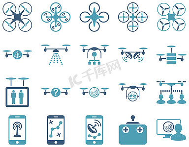 空中无人机和四轴飞行器工具图标