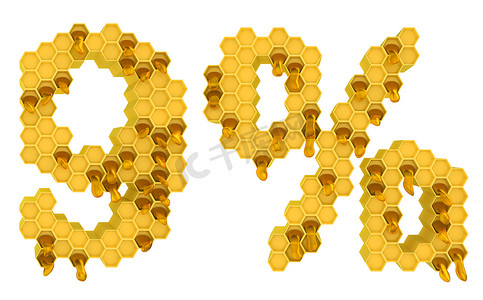 honey字体摄影照片_Honey 字体 9 数字和百分比标记隔离