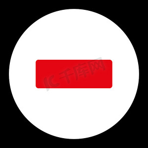 扁平删除按钮摄影照片_减去扁平的红色和白色圆形按钮