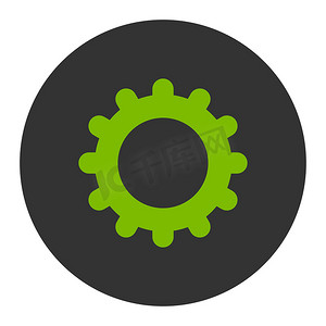 齿轮平面生态绿色和灰色圆形按钮